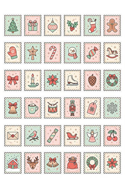 Store 30 Pieces Vintage Christmas Stamp Sticker Set - Aesthetic for Planner, ...