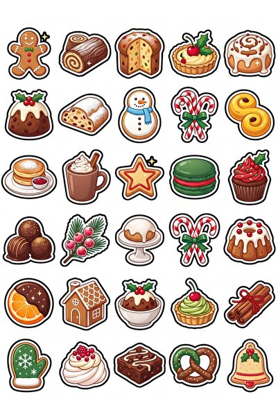 Store 30 Pieces Cute Christmas Dessert Sticker Set - for Laptop, Notebook, Ph...
