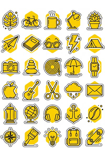 Store 30 Pieces Minimalist Icon Sticker Set - Line Design for Laptop Notebook...