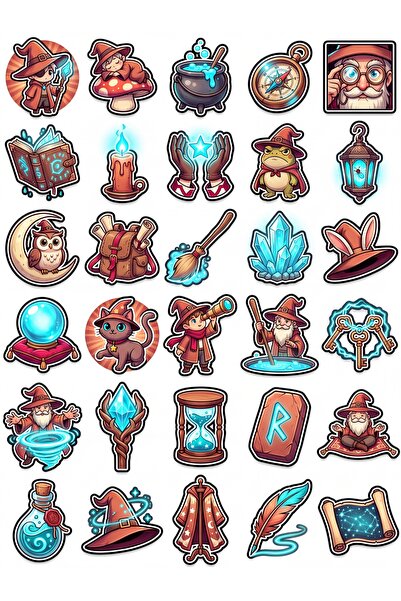 Store 30 Pieces Cute Chibi Sorcerer Sticker Set - Laptop Notebook Agenda Scra...