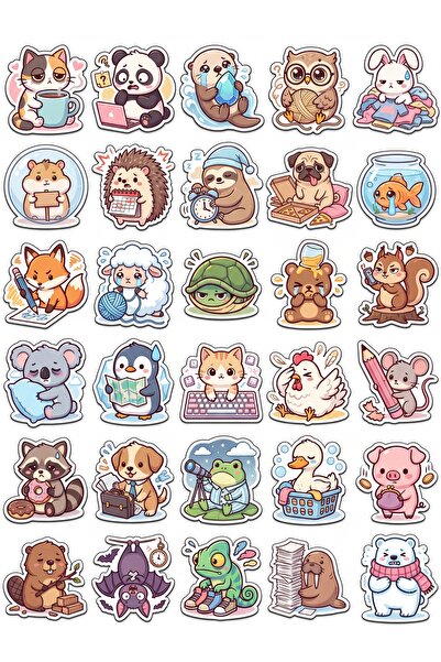 Store 30 Pieces Funny Animal Sticker Set - for Laptop, Phone, Agenda