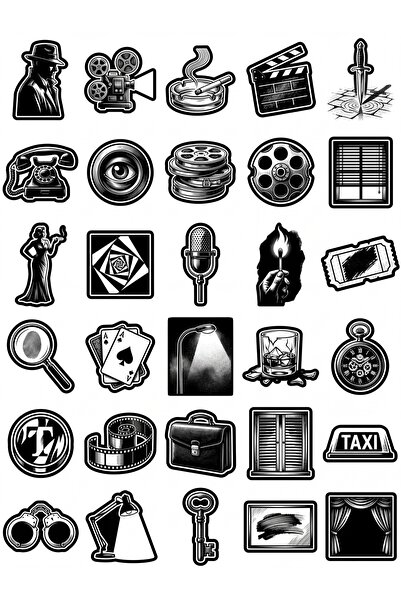 Store 30 Pcs Black and White Retro Cinema Sticker Set - for Laptop, Notebook,...