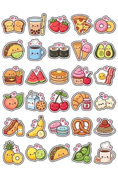 Store 30 Pieces Cute Food Sticker Set - for Laptop, Notebook, Phone