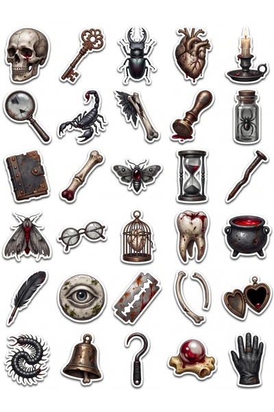 Store 30 Pcs Mysterious Gothic Object Sticker Set - for Laptop, Notebook, Age...
