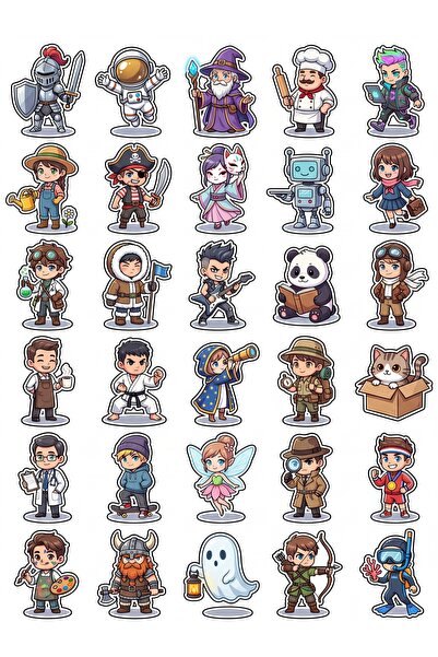 Store 30 Pieces Cute Chibi Character Sticker Set - Notebook Agenda Laptop Case