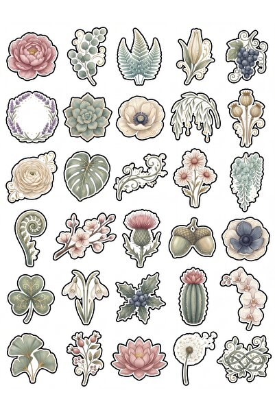 Store 30 Pieces Aesthetic Botanical Flower Sticker Set - for Laptop, Notebook...