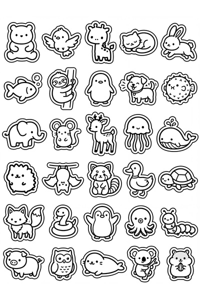 Store 30 Pieces Minimalist Animal Sticker Set - for Laptop, Notebook, Phone