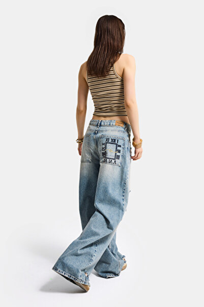 it's basic Γυναικείο τζιν σε χρώμα τζιν 12s6-32 Super Baggy Fit με σκισίματα ...