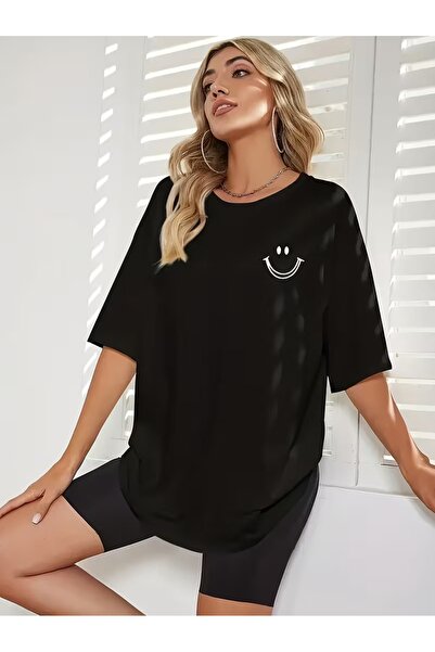 puolikuu Tricou unisex cu imprimeu Tshrit smile, confortabil
