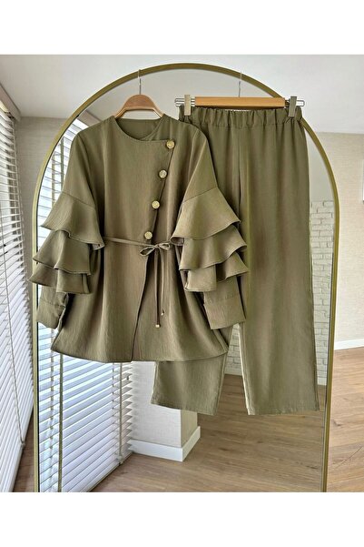 modasindoma Γυναικείο σετ δύο τεμαχίων με χρυσά κουμπιά