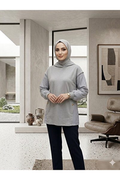 PEKA Γυναικείο τουνίκ με ρίγες και λεπτομέρειες, κατάλληλο για χρήση με χιτζάμπ