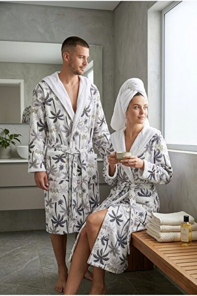 Loselya Μπουρνούζι με κουκούλα από βαμβάκι με σχέδιο Tropical Breeze