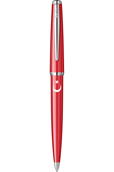 Scrikss Tükenmez Kalem 33 Kırmızı Ay Yıldız Baskılı Şeffaf Ambalaj
