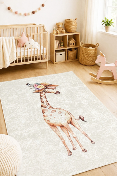 aymira home Dekoratif Dijital Baskı Kaymaz Taban Yıkanabilir Çocuk Oyun Halıs...