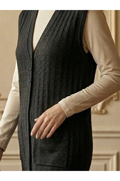 tiriTEK TRİKO Μερσεριζέ Διάτρητο Γιλέκο Μητέρας / Μαύρο