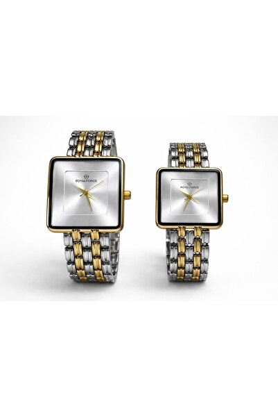 SHADOW Royal Force Elara Square Duo Couple Watch Set Luxury Gold & Silver Wat...