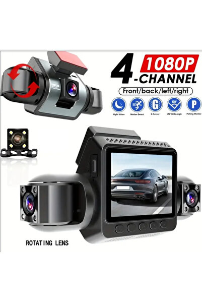 beemen 4 Kanallı WiFi Araç Kamerası 1080P Full HD Gece Görüşlü 170° Geniş Açı Park Modu Dash Cam