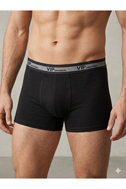 VIPWEAR VIP WEAR Erkek Siyah 6'lı Paket Modal Boxer