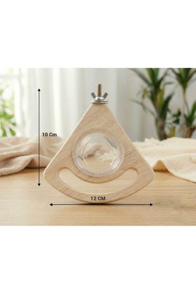 UniqBirdToys Trendme Natural Wooden Corner Bird Feeder with Feeding Container for Budgerigars