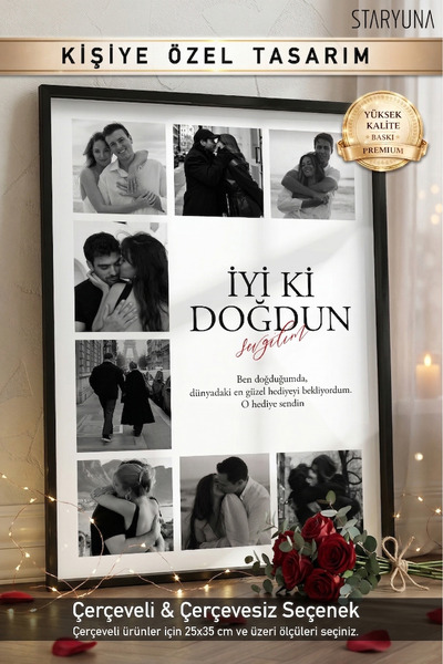 STARYUNA Doğum Günü Hediyesi, Sevgiliye Hediye, Kişiye Özel Fotoğraflı Tablo ...