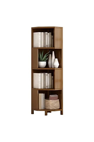 NKX خزانة كتب زاوية من 4 طبقات لعرض الكتب لغرفة المعيشة والمنزل والمكتب