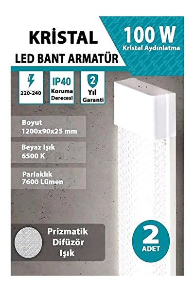 FAR KRİSTAL BANT ARMATÜR 100W 120 CM YÜKSEK LÜMEN 2 ADET FİYATI