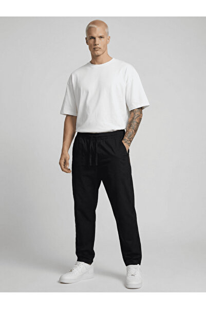 Danger Ανδρικό παντελόνι με ελαστική μέση και κορδόνια, βαμβακερό λινό, σε μα...