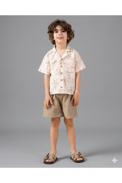 kr kids Boy's Patterned Shirt & Shorts Set (Summer)