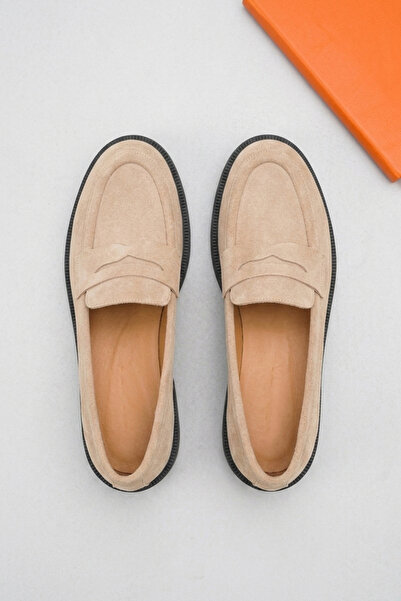 GRADA Sand Beige Suede Loafer Γνήσιο Δερμάτινο Γυναικεία Παπούτσια Πραγματικό...