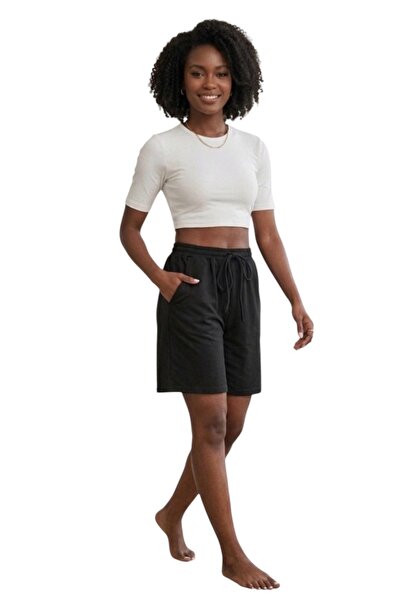 K&S Μαύρο γυναικείο σορτς με κορδόνια – Άνετο αθλητικό σορτς για καθημερινή χ...