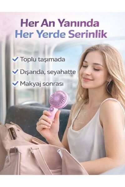 Inovaxis Taşınabilir Mini El Fanı Şarjlı 3 Kademeli USB Fan Sessiz Güçlü Rüzg...