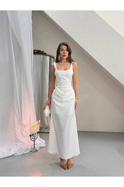 MAXMOOR MAEVE Maxi Elbise 1355 - Beyaz