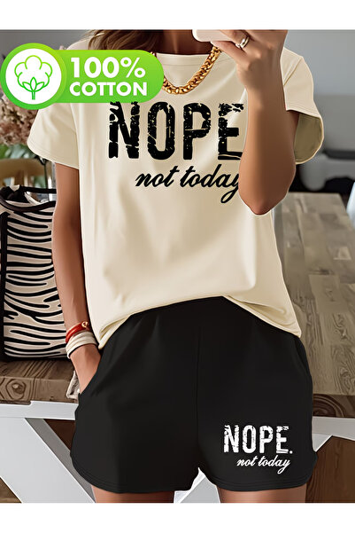 Nivorix Nope Printed Soft Short Sleeve Top and Shorts Set