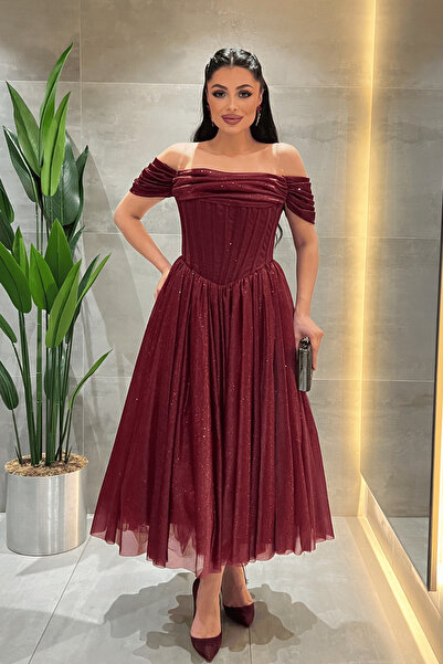 giyimmasalı Φόρεμα Πριγκίπισσας από Ύφασμα Τούλι με Γκλίτερ και Λεπτομέρεια Μ...