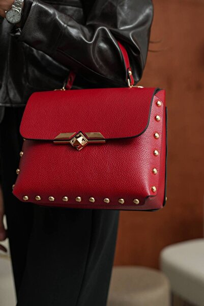 DERKON Geantă de damă model retro, din piele naturală, cu prindere manuală