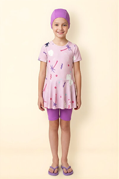 MODANINO Σετ μαγιό 3 τεμαχίων για κορίτσια (Τοπ σε μήκος τουνίκ + Παντελόνι μ...