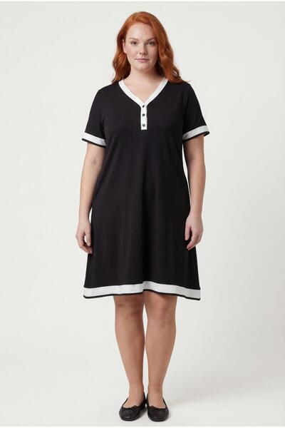 Ebsumu Γυναικείο Φόρεμα Μεγάλου Μεγέθους Sho από ύφασμα Garni με λεπτομέρειες...