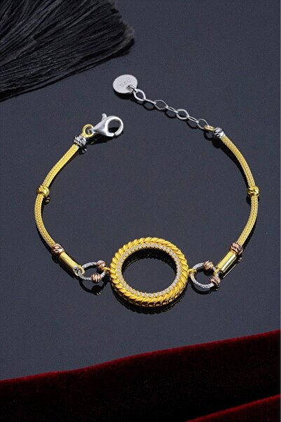 Innuendo Jewelry 925 Ayar Gümüş Renkli Boncuklu Çeyrekli Bileklik