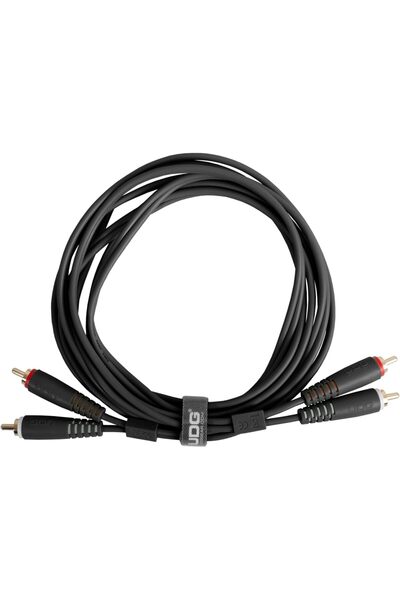 UDG مجموعة كابلات صوتية RCA - RCA سوداء مستقيمة بطول 1.5 متر