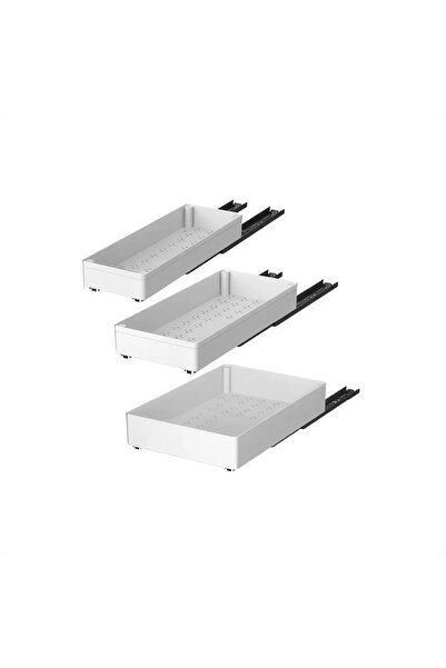 OEM Set de 3 sertare glisante cu închidere lentă, albe, cu extensie totală, g...