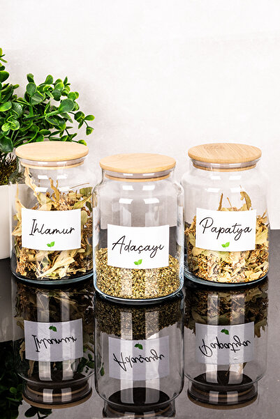 Dolkin Home Set of 3 800 ml Glass Jars with Bamboo Lids, Storage Container wi...