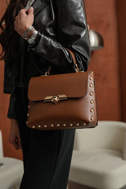 DERKON Geantă de damă model retro, din piele naturală, cu prindere manuală