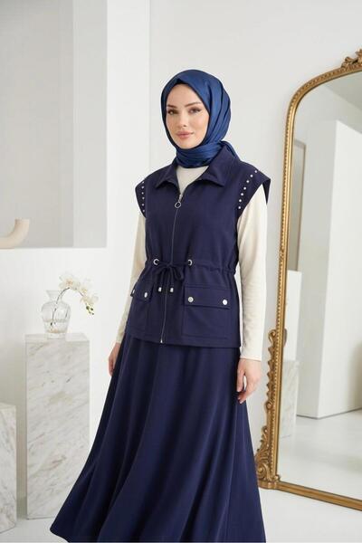 wishne طقم نسائي من ثلاث قطع يتكون من سترة وتنورة وبلوزة بحزام عند الخصر