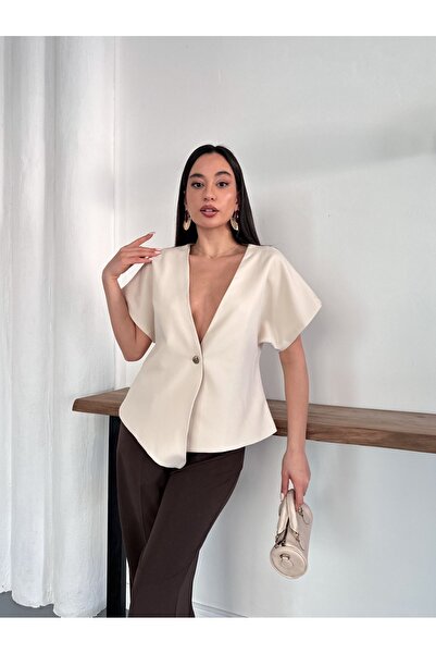 Nazline Women's Gold Buttoned Vest