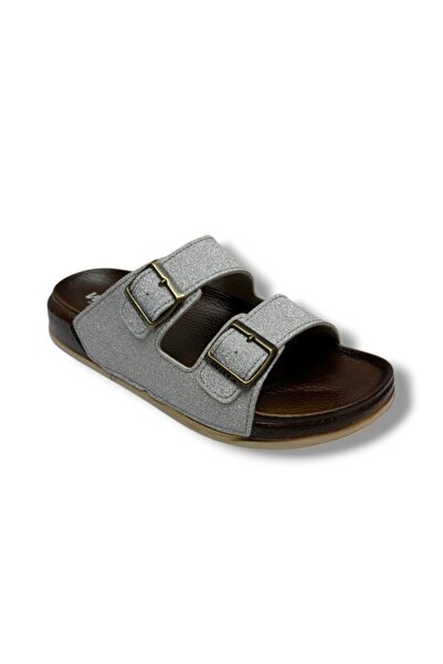Witta 55206-26 Glittery Leather Double Band Anatomical Women's Slippers 36-40