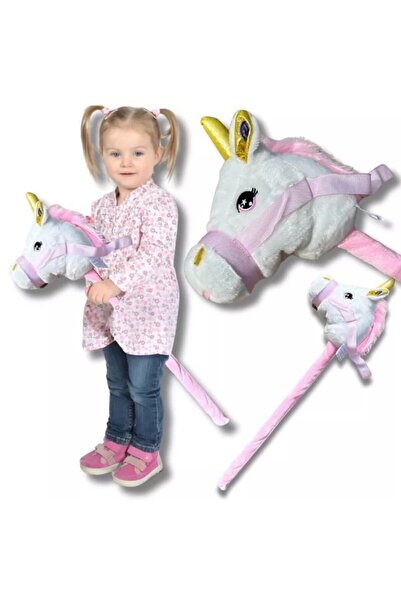 NiceKids Jucarie de calarit pentru copii, White Unicorn, Cap de Unicorn plusa...