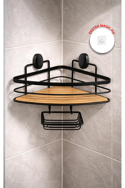 Store HGY HOME 2 Fonksiyonlu Siyah Due Üçgen Tek Katlı Şampuanlık Yapıştırma ...