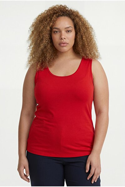 Ebsumu Γυναικεία Αμάνικη Μπλούζα Μπαμπού σε Κόκκινο Χρώμα, Μεγάλο Μέγεθος