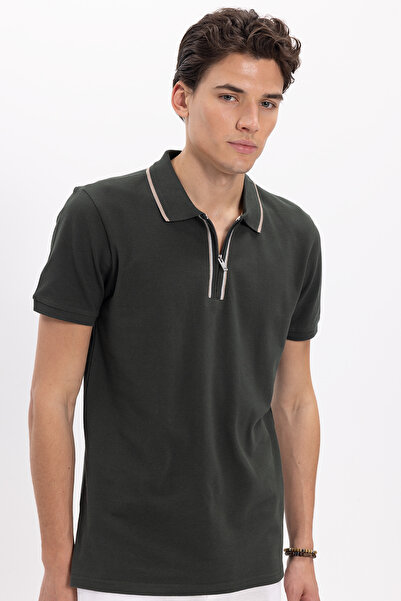 Tudors Ανδρικό μπλουζάκι με λεπτή εφαρμογή, 100% βαμβακερό, κοντομάνικο, με μ...