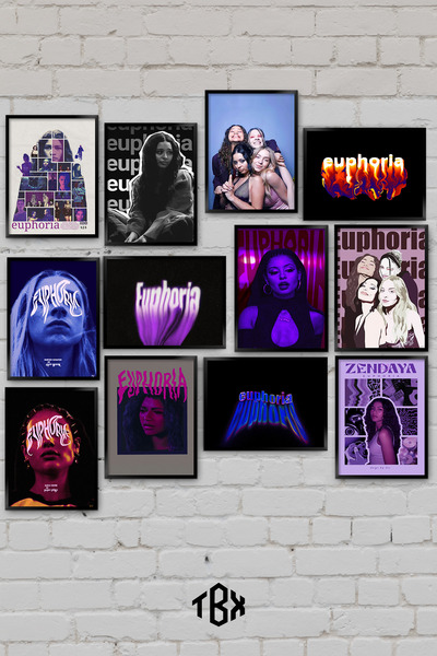 tablomaxtbx 12 Parça Euphoria Gençlik Dram Estetik Neon Atmosfer Dizi Dekorat...
